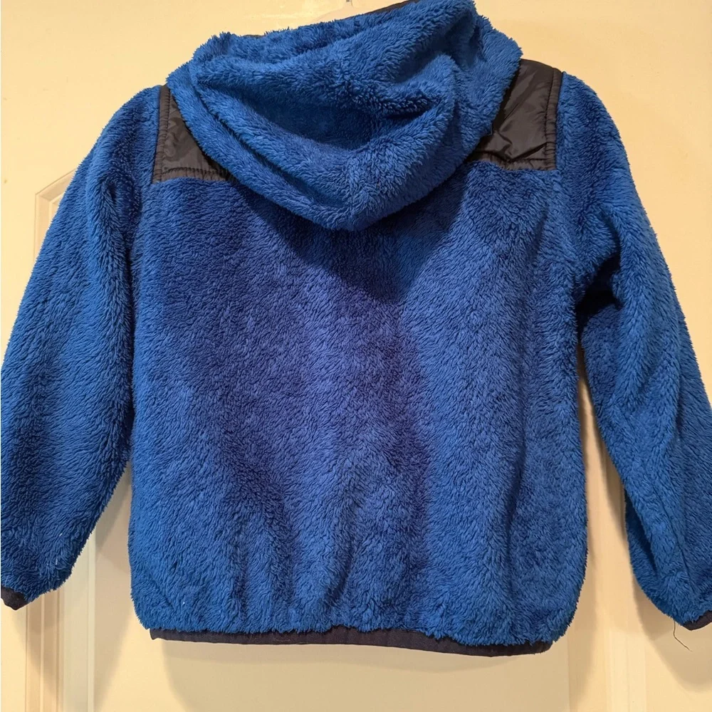 The North Face Blue and Black Kids' Fleece Hooded Jacket - Sz 18-24